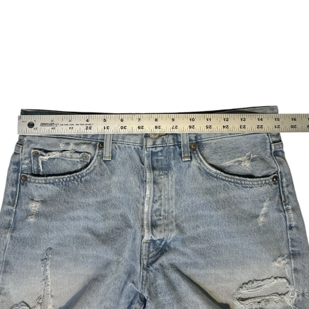 AGOLDE Parker Blue Denim Shorts sz 27 Buttonfly Cut-off Distressed 100% Cotton